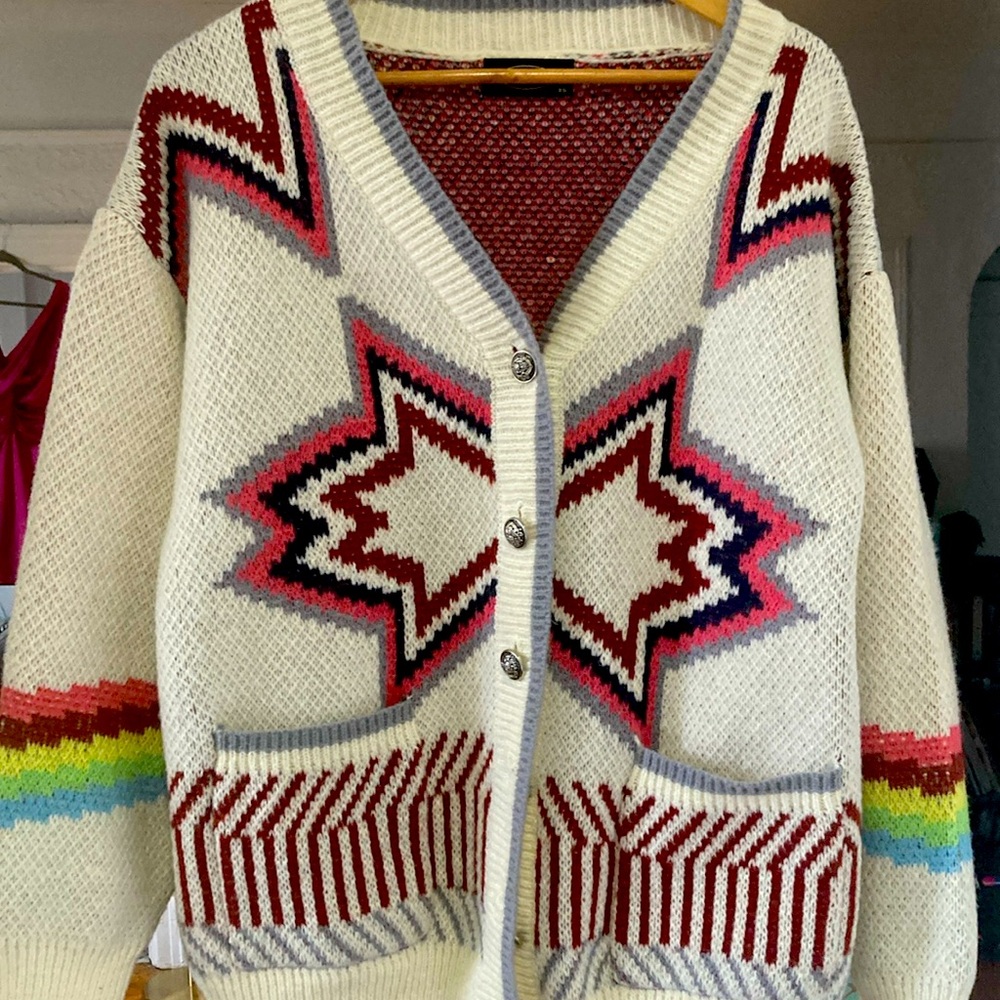 Oversized Boho Southwestern Knit Cardigan